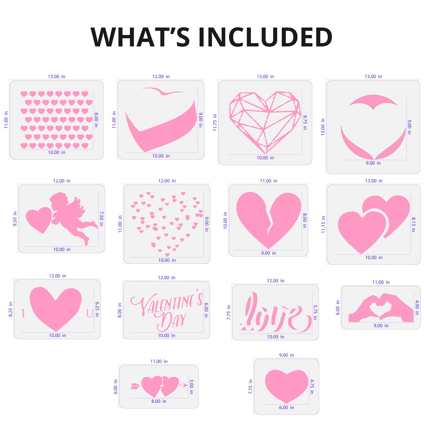 Heart of Hearts Love Valentine Stencil - Durable & Reusable Mylar