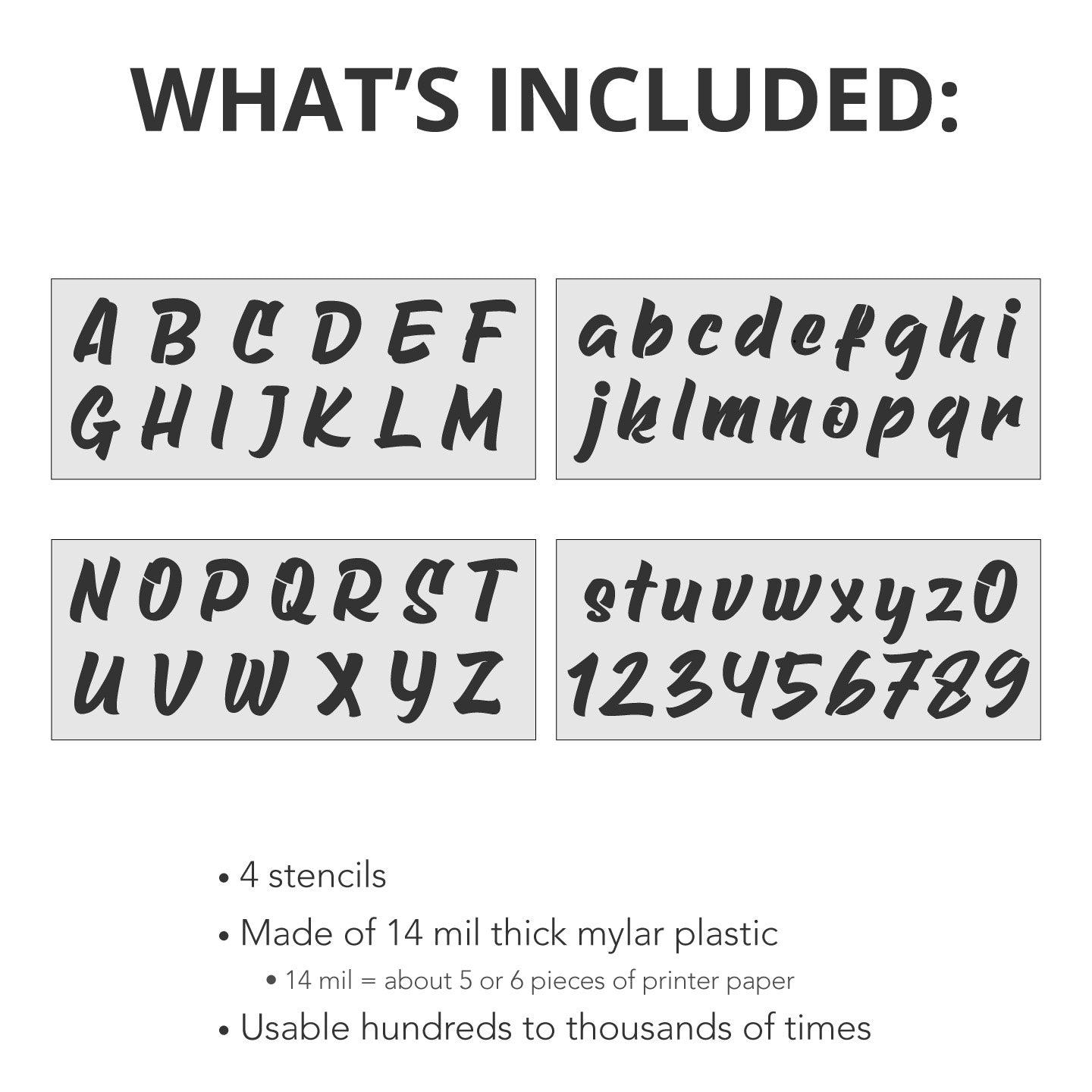 What's Included Marker Font Stencil Set
