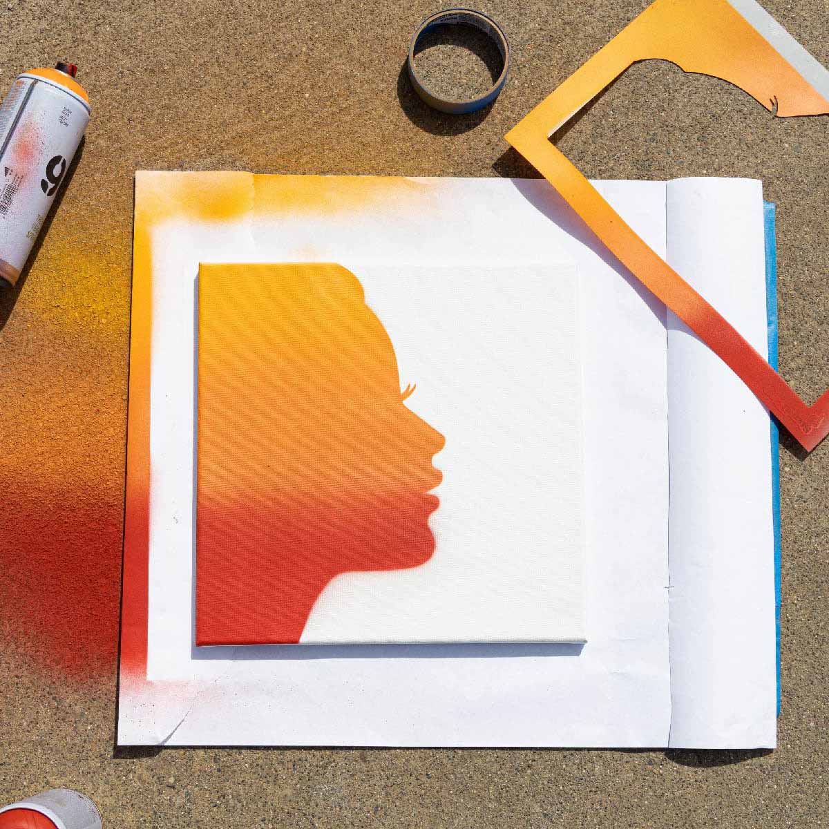 Woman face silhouette stencil